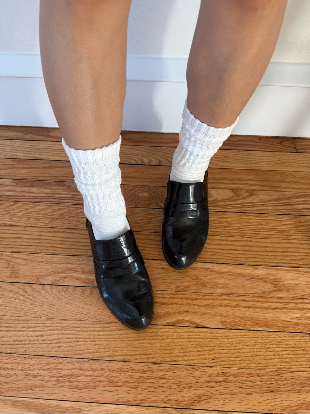 Vintage Born Crown Black Patent Leather Penny Loafer With Block Heel Size 7 - Picture 7 of 11